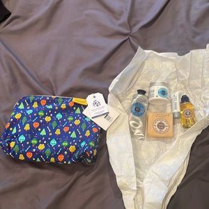 L’Occitane Cream, soap, shower oil, light cream, comforting cream, plus a purse